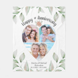 Hjärtformade Photo Collage Lycklig-årsdag Fleecefilt