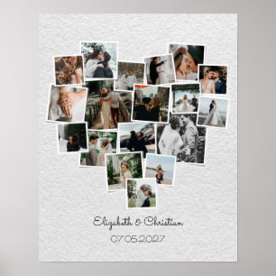 Hjärtformade Photo Collage Romantic Bröllop Poster