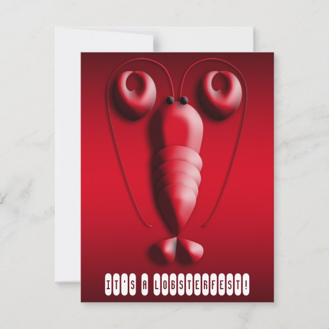 Hjärtformade Pincers Lobsterfest för gullig röd Inbjudningar (Framsida)