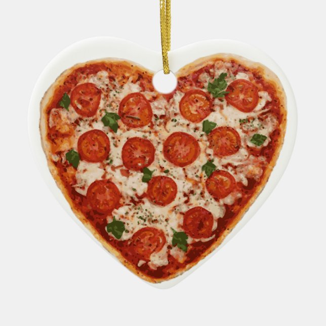 hjärtformade pizza julgransprydnad keramik (Framsidan)