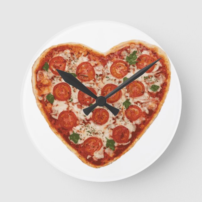 hjärtformade pizza rund klocka (Framsida)