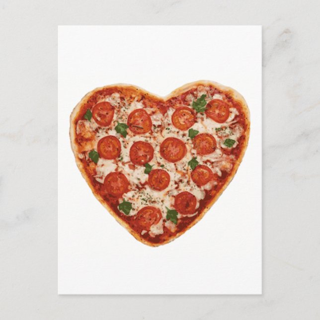 hjärtformade pizza vykort (Framsida)