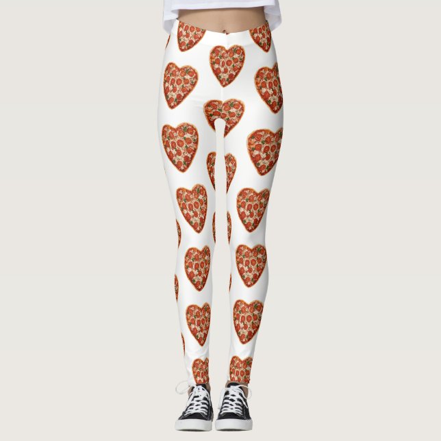 hjärtformade pizzabagar leggings (Framsida)
