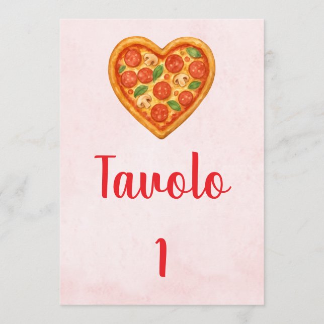 Hjärtformade pizzabordnummer | Rödrutig Italiensk Inbjudningar (Framsida)