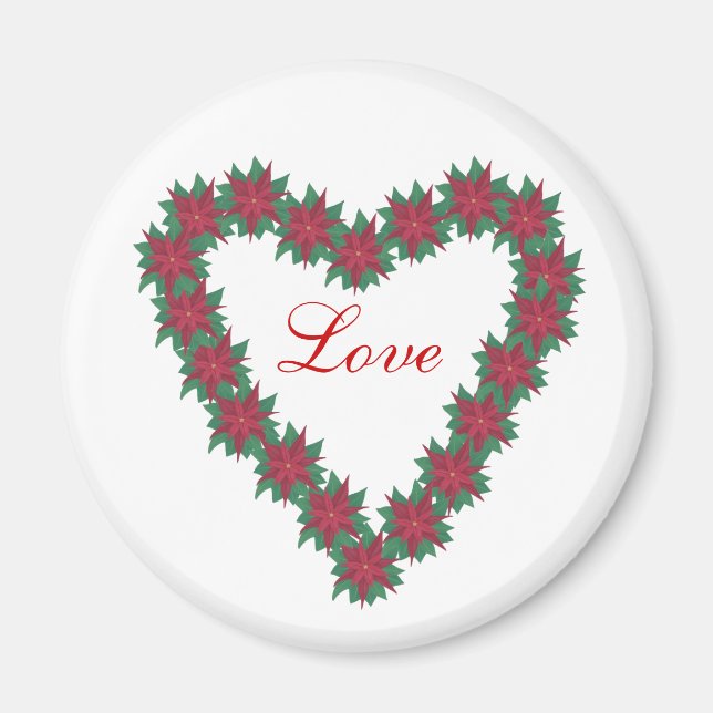 Hjärtformade poinsettia Flower Magnet (Framsidan)