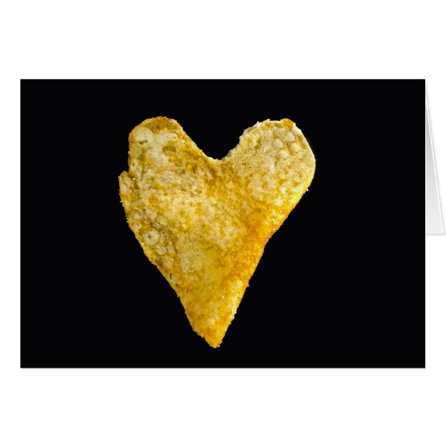 Hjärtformade potatis Chip Hälsningskort (Framsidan Horizontal)
