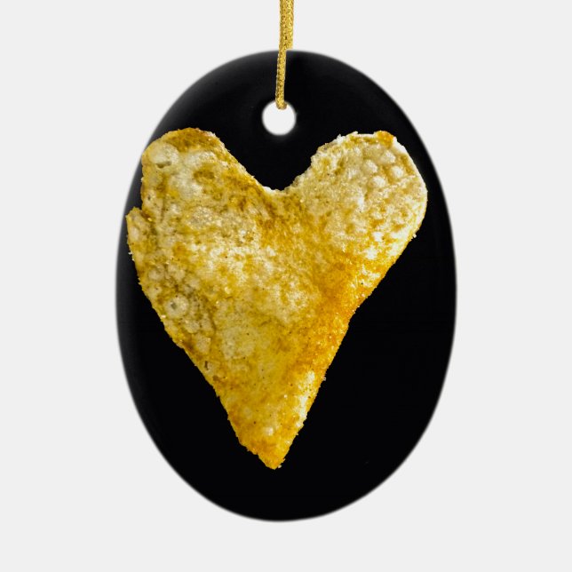 Hjärtformade potatis Chip Julgransprydnad Keramik (Framsidan)