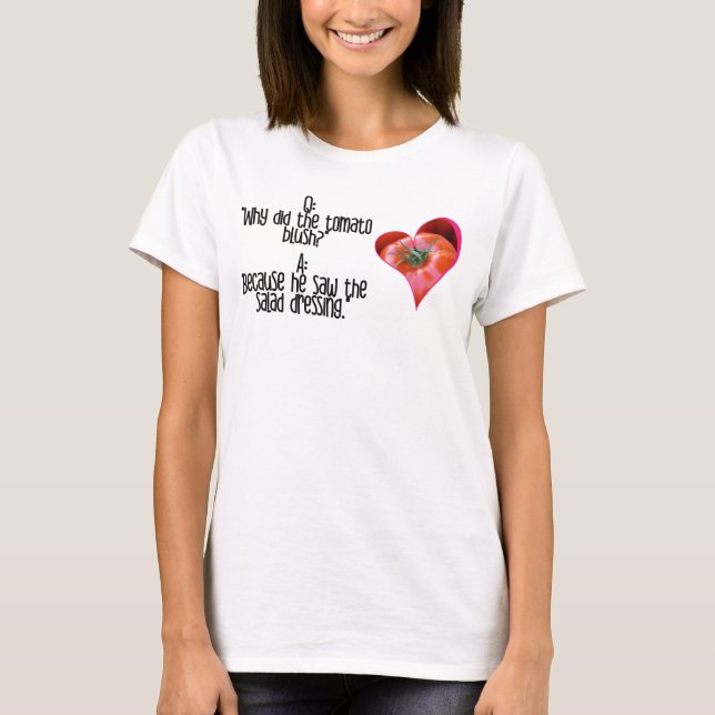 Hjärtformade Red Tomato Jokes citattecken T-Shirt (Framsida)