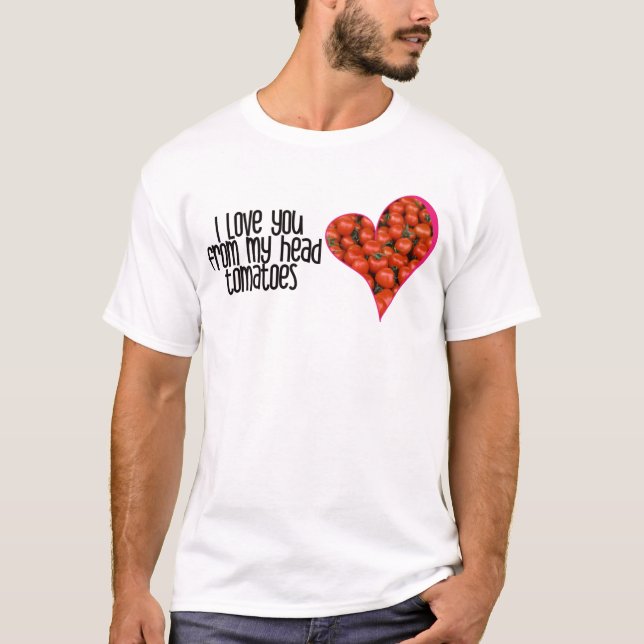 Hjärtformade Red Tomato Jokes citattecken T-Shirt (Framsida)