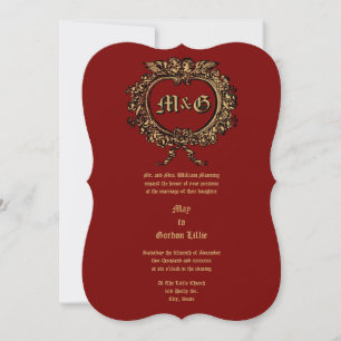 Hjärtformade Ro Cartouche & Cherub par Inbjudningar