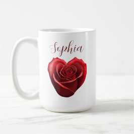 Hjärtformade Röd ros-Alla hjärtans dag Kaffemugg