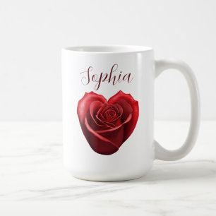 Hjärtformade Röd ros-Alla hjärtans dag Kaffemugg