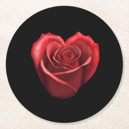 Hjärtformade Röd ros-Bröllop Underlägg Papper Rund