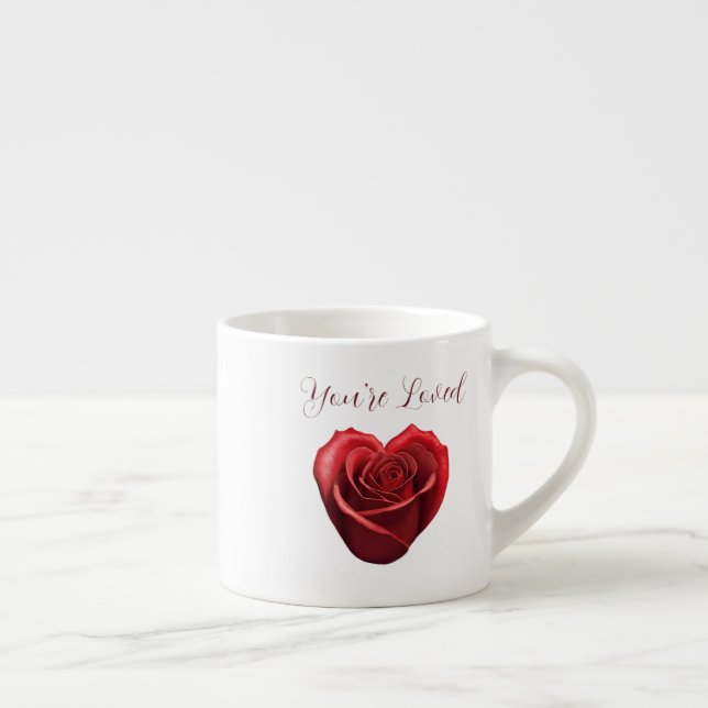 Hjärtformade Röd ros-du är älskad Espressomugg (Höger)