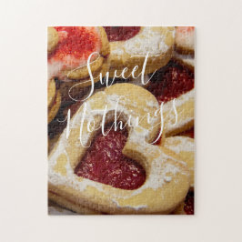 Hjärtformade rödfoto av sockerkakor pussel