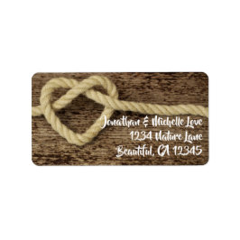 Hjärtformade Rope Wood Background Adress Adressetikett