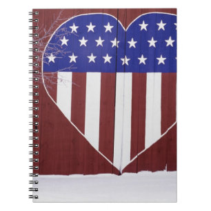 Hjärtformade stars och stripes anteckningsbok