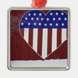 Hjärtformade stars och stripes julgransprydnad metall