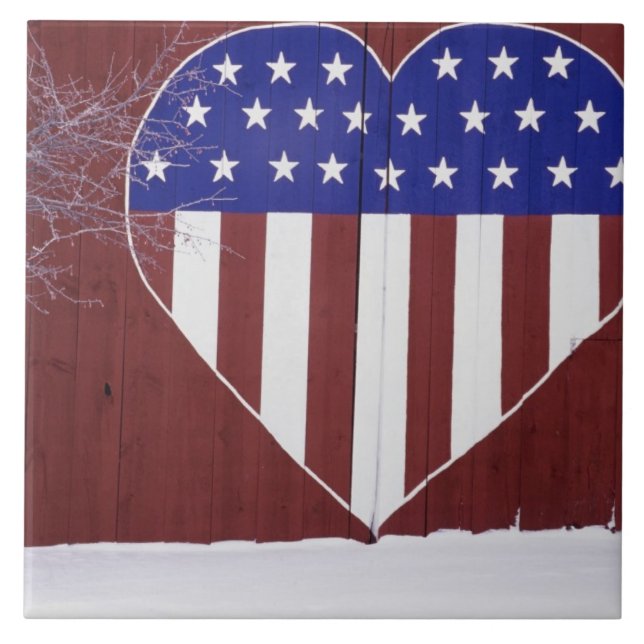 Hjärtformade stars och stripes kakelplatta (Framsidan)