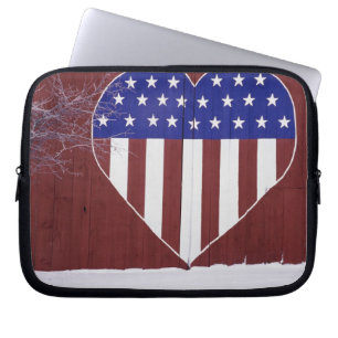 Hjärtformade stars och stripes laptop fodral