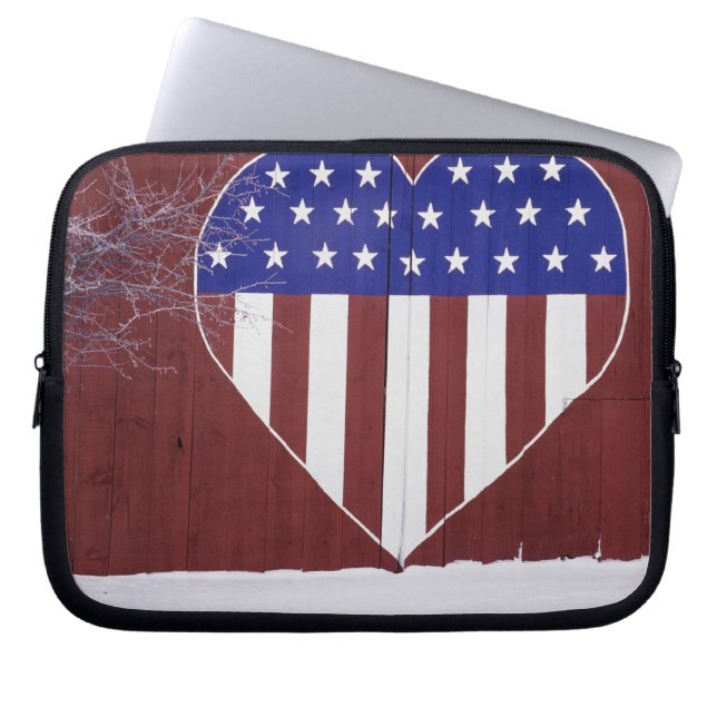 Hjärtformade stars och stripes laptop fodral (Framsidan)