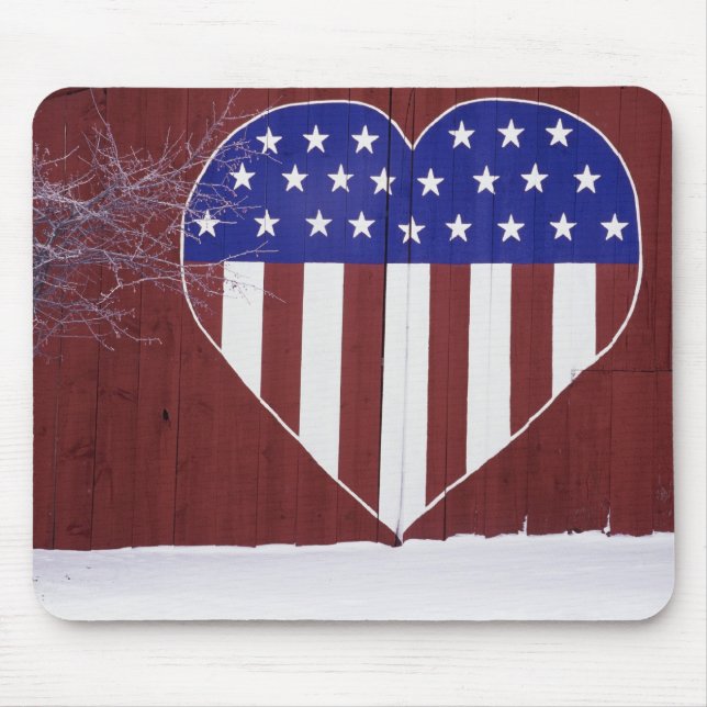 Hjärtformade stars och stripes musmatta (Framsidan)