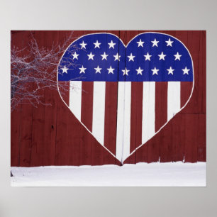Hjärtformade stars och stripes poster