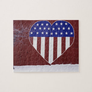 Hjärtformade stars och stripes pussel