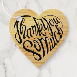 Hjärtformade tack så mycket på fyra språk gåvor etiketter