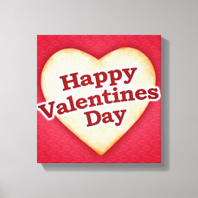 Hjärtformade textdesign Lycklig Alla hjärtans dag Canvastryck (Framsida)