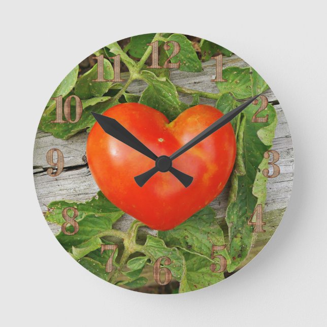 Hjärtformade Tomato Rund Klocka (Framsida)