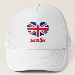 Hjärtformade UK Flagga/Union Jack Personlig Truckerkeps