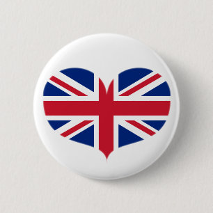 Hjärtformade United Kingdom flagga/facklig jack Knapp