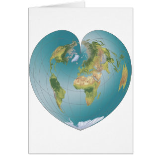 Hjärtformade värld hälsningskort