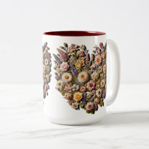 Hjärtformade vildblommor design Två-Tonad mugg