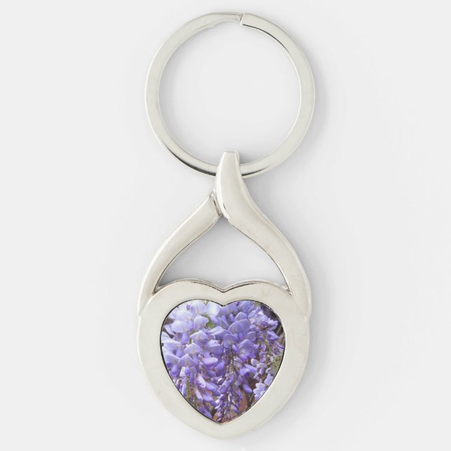 Hjärtformade Wisteria Mor Twisted Heart Silverfärgad Nyckelring (Framsidan)