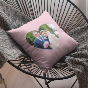 Hjärtformat bröllopsfoto Rosa Kudde