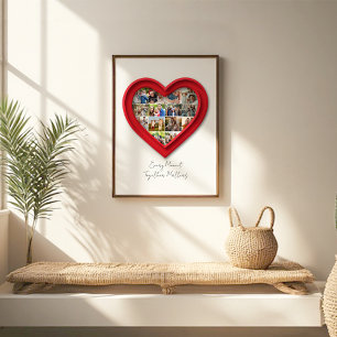 Hjärtformat familjefotokollage poster