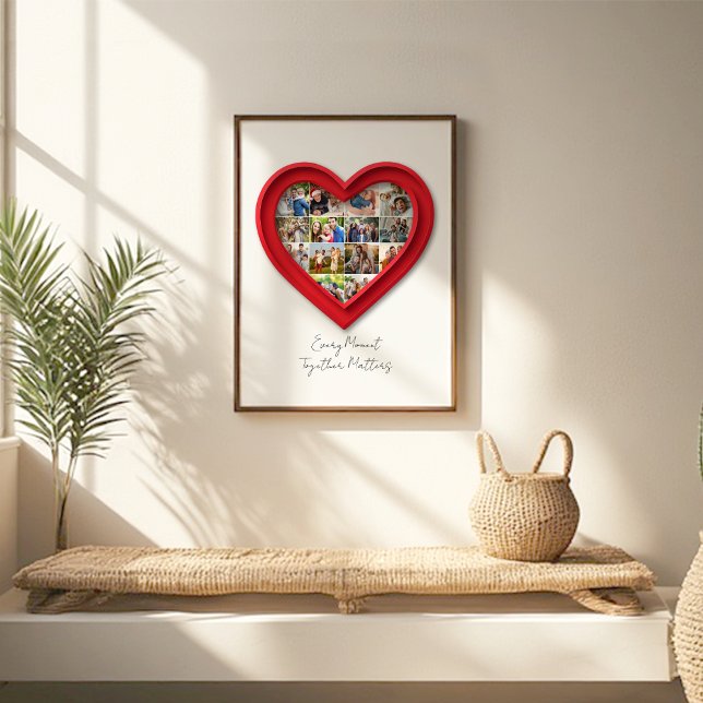 Hjärtformat familjefotokollage poster (Skapare uppladdad)