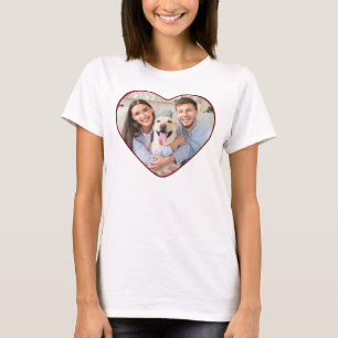 Hjärtformat foto anpassad färg t shirt