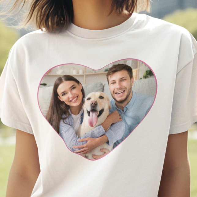 Hjärtformat foto anpassad färg t shirt (Skapare uppladdad)