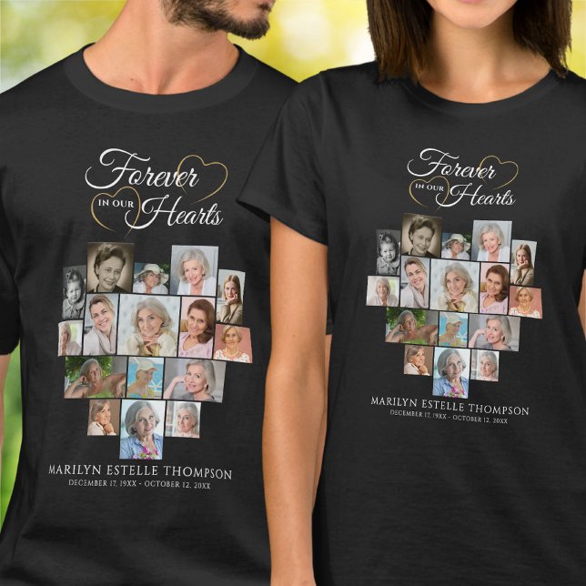 Hjärtformat fotokollage begravningsminne t shirt (Skapare uppladdad)