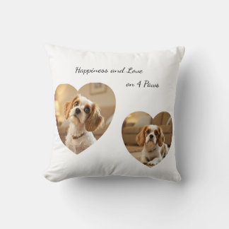 Hjärtformat hunddesign – ”Lycka på fyra klor” Kudde
