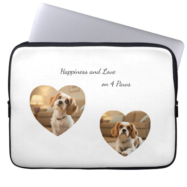 Hjärtformat hunddesign – ”Lycka på fyra klor” Laptop Fodral (Framsidan)
