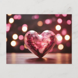 Hjärtformat kärl som rymmer träd inuti vykort