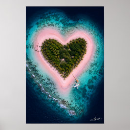 Hjärtformat rosa sandö satellitvy poster