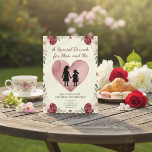 Hjärtformat sentimental brunch för mamma och dotte inbjudningar