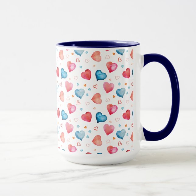 Hjärtformens vattenfärgsfärg, handmålning mugg (Höger)
