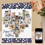 Hjärtfoto Collage 36 Pic Hearts any age Birthday Kort<br><div class="desc">Heart Photo Collage-födelsedagskort, lämpligt för alla åldrar, som du kan anpassa med upp till 36 olika foton. Du kan också lägga till födelsedagskalendern namn på framsidan och ditt anpassningsbar-meddelande inuti. Det hjärtformade fotokollaget består av lodrät, landskap och bilder i kvadrat. Om du har problem med att ett foto visas som...</div>