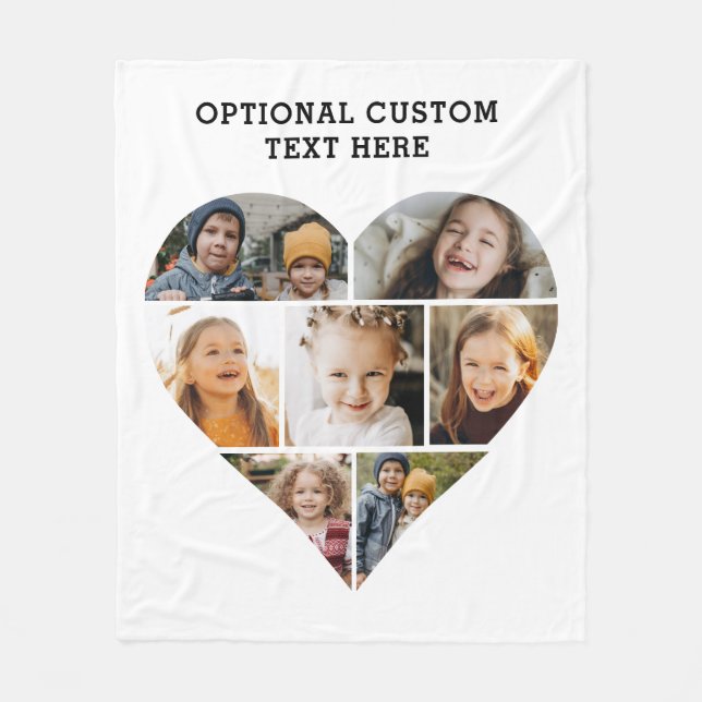 Hjärtfoto Collage 7 Bild Personlig Fleecefilt (Framsidan)